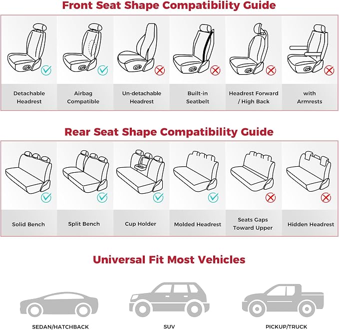 FREESOO Front Seats 2PCS Leather Car Seat Covers, Ultra Breathable Waterproof - Image 4