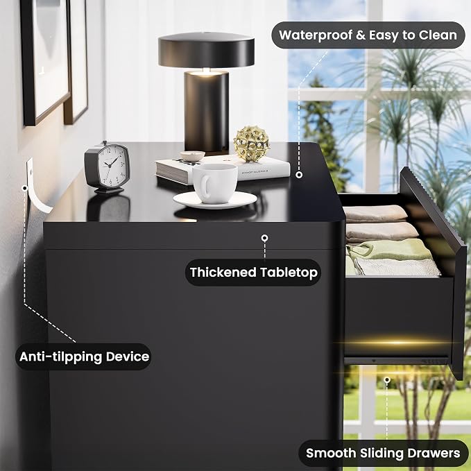 Black 56" Tall Dresser for Bedroom, Fluted Modern 6 Drawers Deep Dressers - Image 8