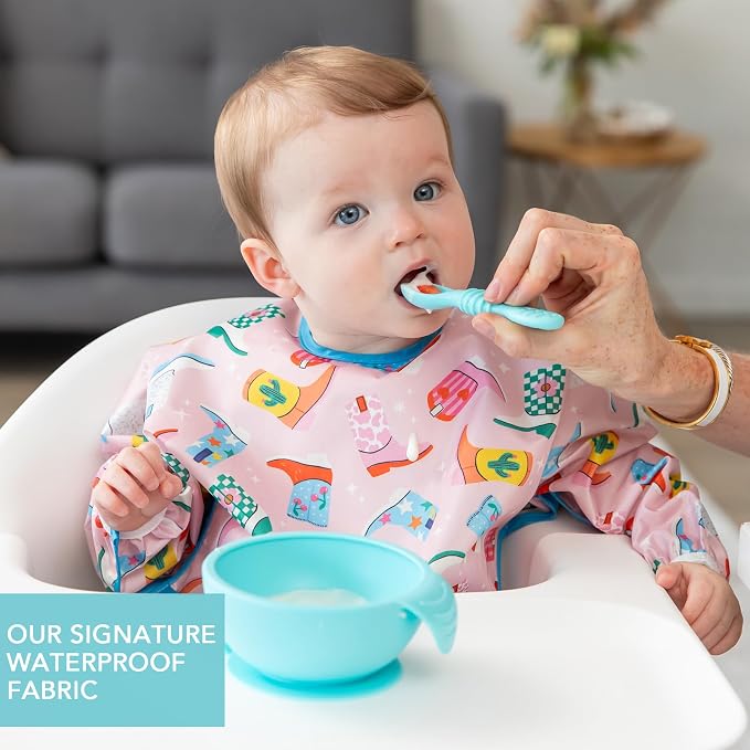 Bumkins Sleeved Bib for Girl or Boy Baby and Toddler for 6-24 Mos, Essential - Image 3
