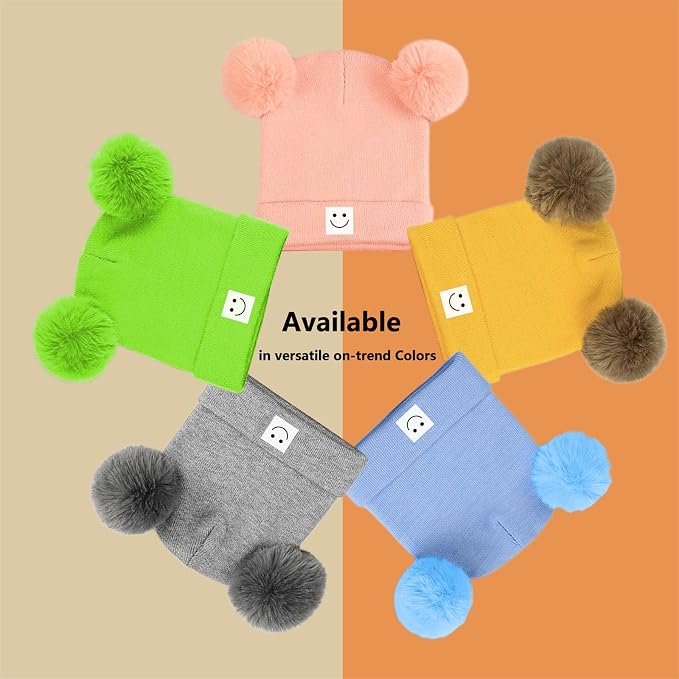 AZJ Baby Beanie Hat Toddler Infant Winter Knitted Hat Kids Soft Warm Pom Pom - Image 7