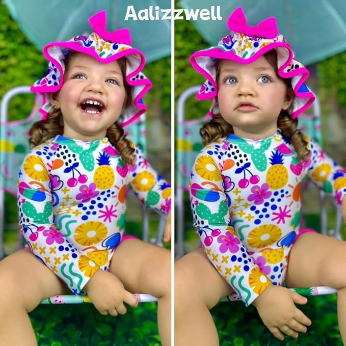 Aalizzwell Baby Girls Long Sleeve One Piece Swimsuit - Image 2