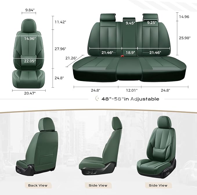 Coverado Car Seat Covers Full Set, Car Seat Protector Waterproof, Nappa Leather - Image 7