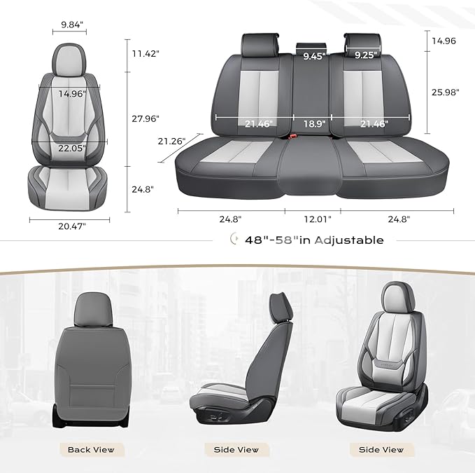 Coverado Car Seat Covers Full Set, Car Seat Protector Waterproof, Nappa Leather - Image 6