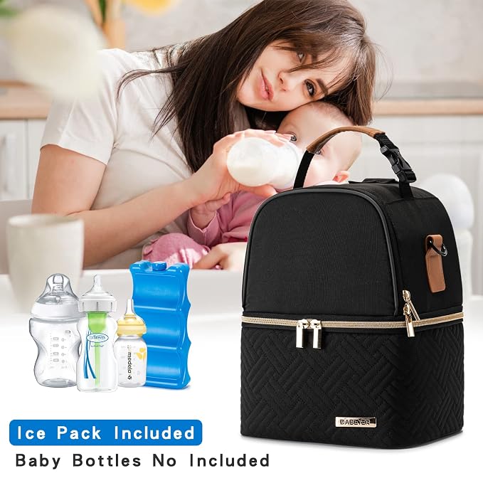 Breastmilk Cooler Bag with Ice Pack Fits 6 Baby Bottles up to 9 Ounce, Breast - Image 7