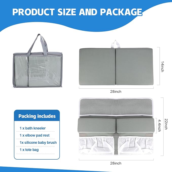 Baby Bath Kneeler and Elbow Rest Pad Set, Super Thick Non-Slip Bathing Kneeling - Image 7