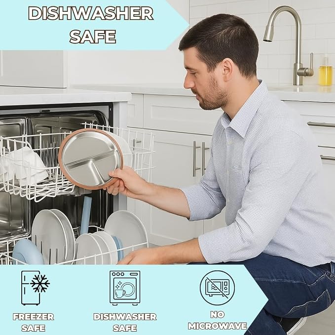 Stainless Steel Toddler Feeding Set 4 Pieces – Suction Plate, Silicone Bib - Image 6