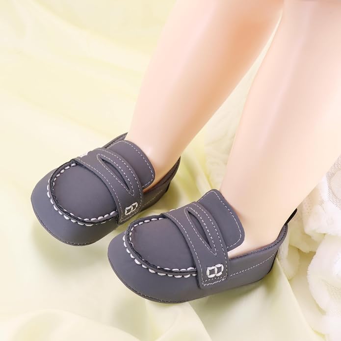 LONSOEN Baby Girls Boys Loafers Prewalker Dress Crib Shoes - Image 6