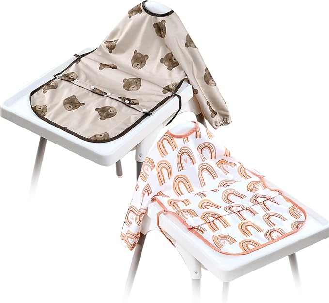 2-Pack Long Sleeve Baby Bib, Coverall Baby Bibs by CoolaPeach
