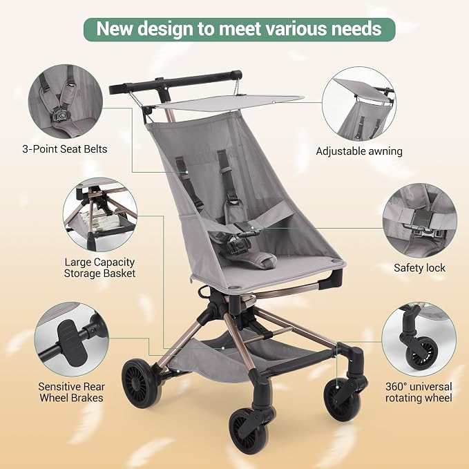 Lightweight Baby Travel Stroller – Compact & Airplane-Friendly Design, One-Hand - Image 4