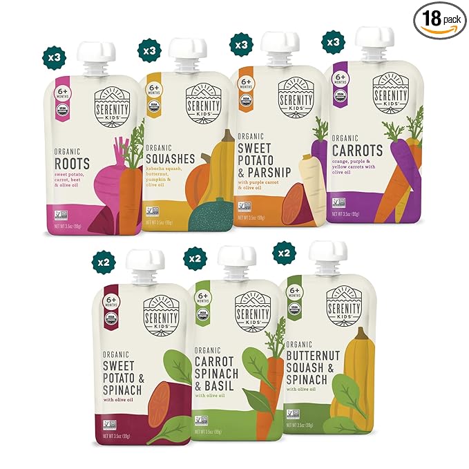 Serenity Kids Certified Organic Baby Food Veggie Puree Pouches Variety Pack by SerenityKids