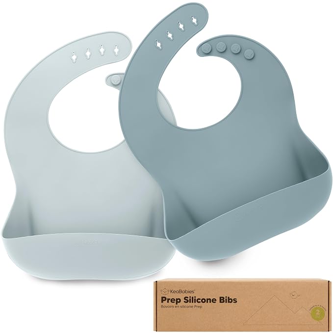 KeaBabies 2-Pack Silicone Baby Bibs by KeaBabies