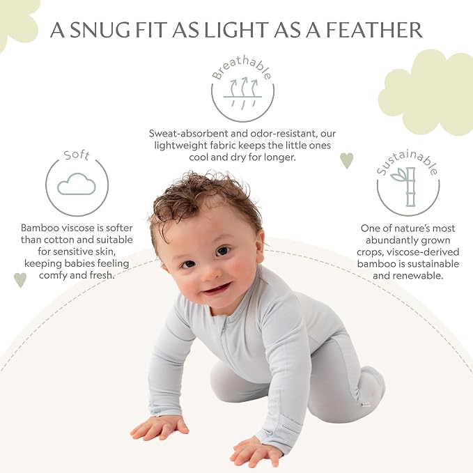 Bamboo Little Soft Baby Footie Pajamas, Baby Clothes, Newborn Sleepers - Image 3