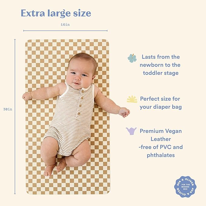 Ava + Oliver Vegan Leather Baby Changing Mat - Image 2