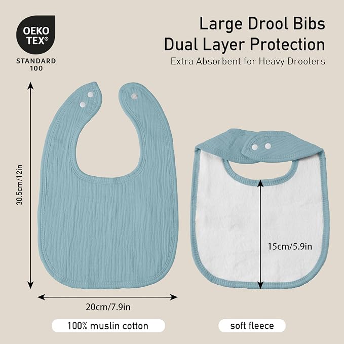 GLLQUEN BABY Muslin Drool Bibs for Boys Girls 6 Pack, Adjustable Baby Bibs for - Image 4