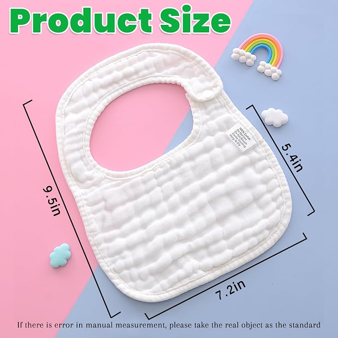 EllieHouse Baby Bibs for Girls Boys 10Pack Muslin Drool Teeth Drooling Teething - Image 4