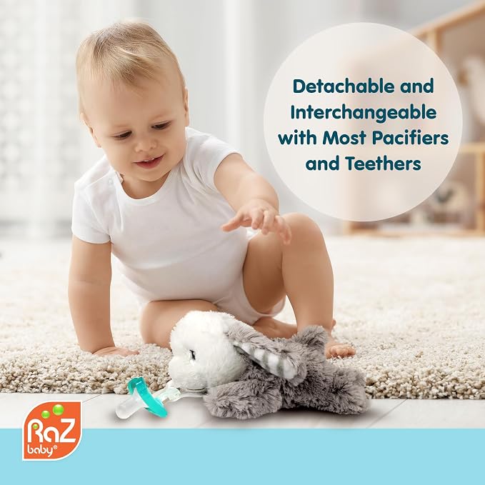 RaZbaby JollyPop Pacifier, Holder w/Detachable Baby Pacifier, Stuffed Animal - Image 5