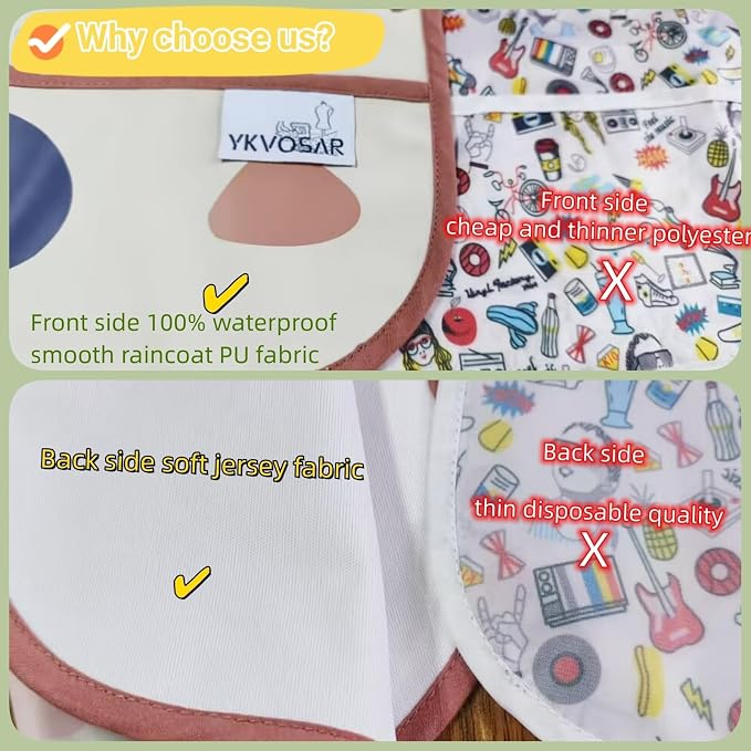 2 Pack Baby Bibs for Boy, Baby Bibs for Eating, Mess Proof Baby Bib, Full - Image 5