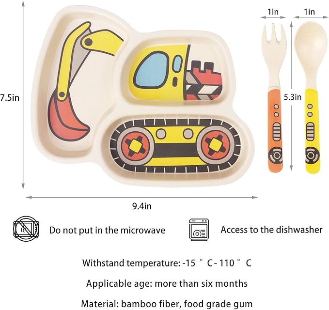 Toddler Plates Dinnerware Dinner Dish Set Baby Feeding Spill Proof Divided Plate - Image 5
