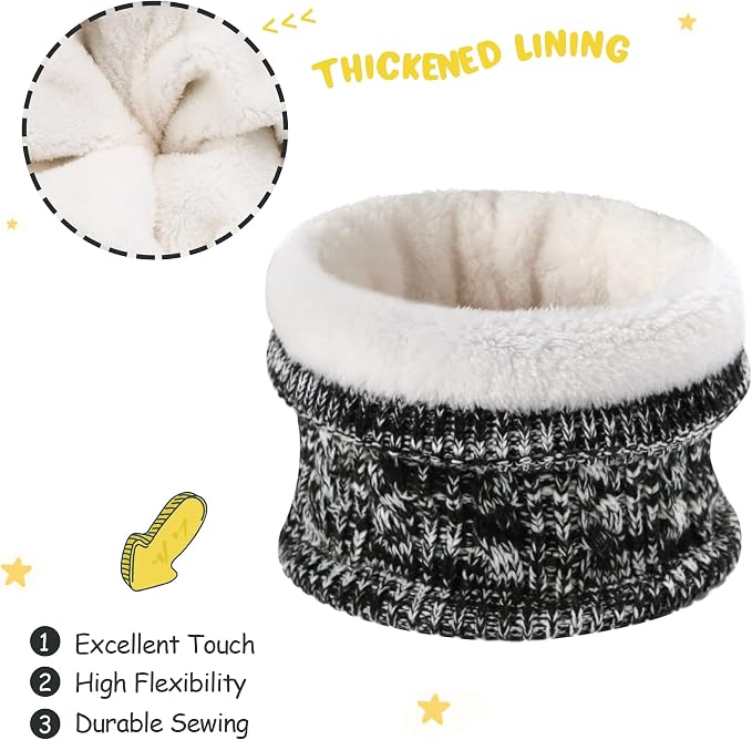 Kids Toddlers Winter Beanie Hats Gloves Neck Scarf Set Mittens Gifts - Image 3