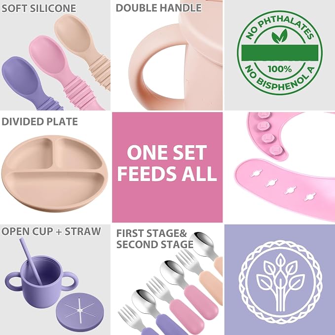 Yinder 24 Pack Silicone Baby Feeding Set Baby LED Weaning Supplies Includes - Image 6