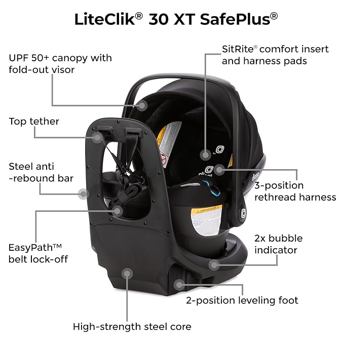 Diono LiteClik30 XT SafePlus Infant Car Seat and Base, Rear-Facing - Image 6