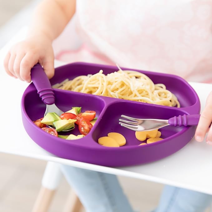 Bumkins Toddler Utensils, Kids Size Fork and Spoon Set, Silicone and - Image 3