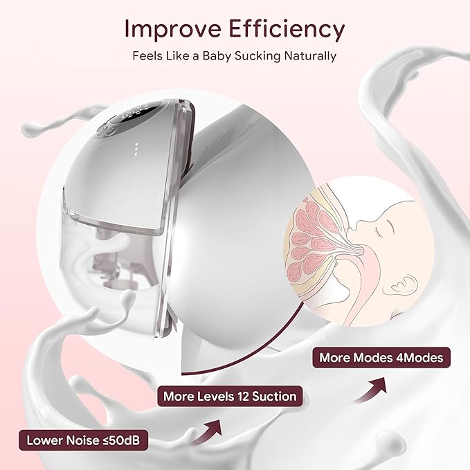Breast Pump Hands Free, Smart Heated Base Promotes Milk Production, 40dB Quiet - Image 8