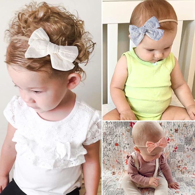 Baby Girl Headbands and Bows, Newborn Infant Toddler Nylon Hairbands Hair - Image 5