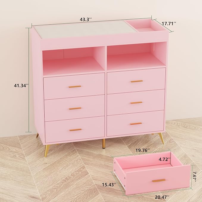 Changing Table Dresser with Drawers, Baby Dresser with Changing Table Top - Image 6
