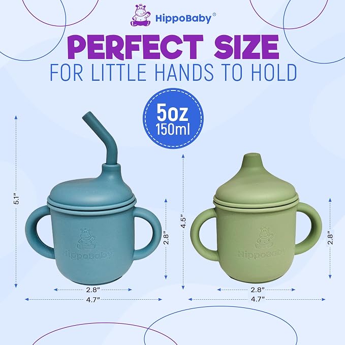Silicone Transition Sippy Cup for 6+ month old | Includes 1 Toddler straw cup & - Image 3