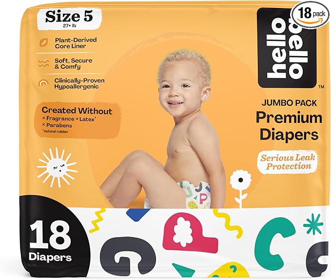Hello Bello Premium Baby Diapers Size 5, Extra-Absorbent, Hypoallergenic Baby by HelloBello