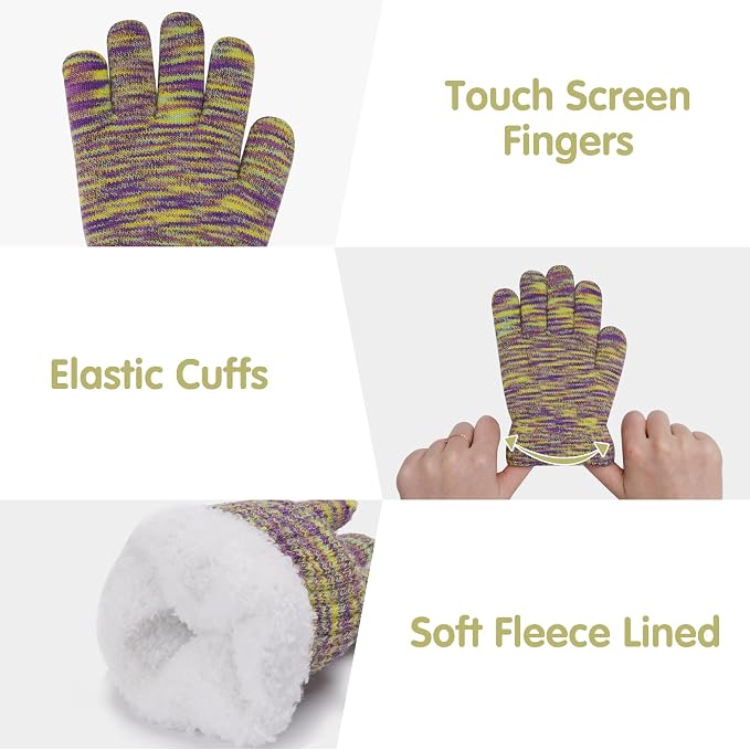 Kids Toddlers Winter Beanie Hats Gloves Neck Scarf Set Mittens Gifts - Image 4