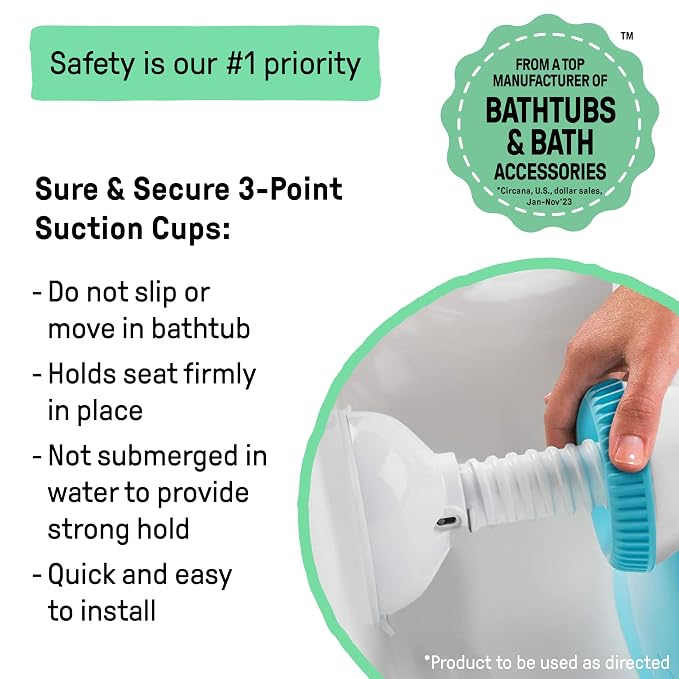 Ingenuity My Bath Seat for Sit-Up Baby Bathing, Sure & Secure Suction Cups - Image 4