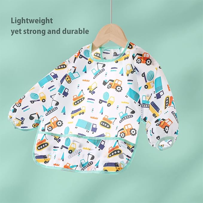 5 Pack Long Sleeve Bib, Baby Toddler Waterproof Sleeved Bib - Image 4