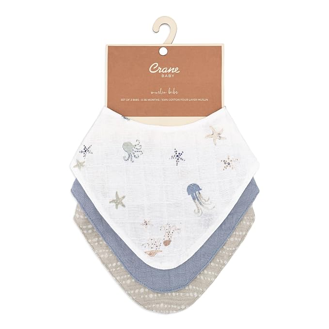 Crane Baby Bib Set, 100% Cotton Baby Bibs, Bandana Bibs Baby Bibs - Image 7