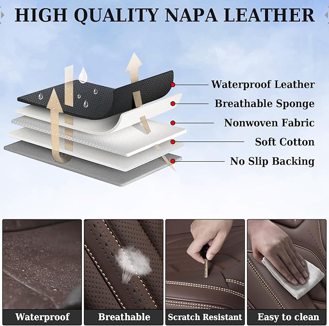 Coverado Front Seat Covers, Car Seat Covers Front Seats, Leather Seat Covers - Image 7