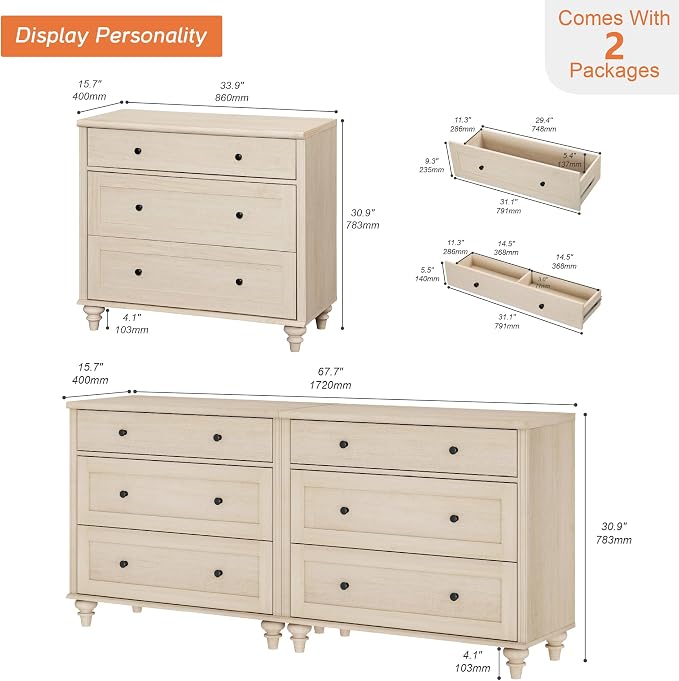 WAMPAT Kids Dresser with 6 Drawers, Baby Dressers with Wide Chest of Drawers - Image 2