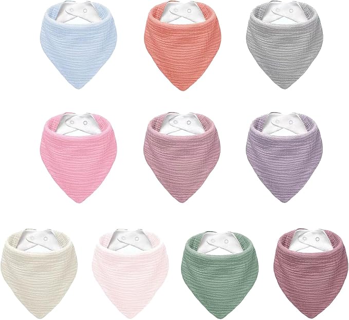 Muslin Baby Bibs, Soft Triangular Baby Bandana Drool Bibs by NISXABEBE