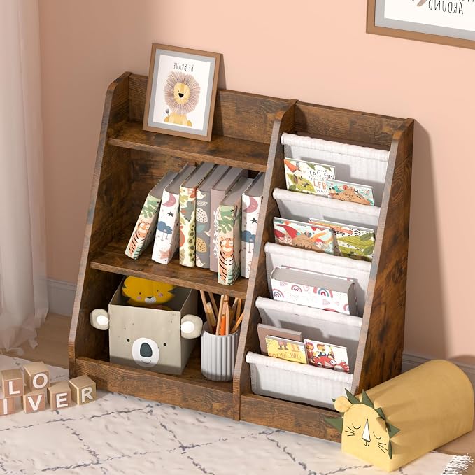 Kids Bookshelf for Bedroom Toddler Children Baby Bookcase 3-Tier for Nursery - Image 4