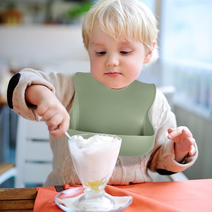 Silicone Bibs for Babies Toddler Set of 3, BPA Free, Soft Adjustable Waterproof - Image 6