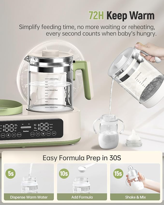 Feekaa Multifunctional Baby Bottle Warmer, Steamer and Dryer, 44oz Baby Formula - Image 7