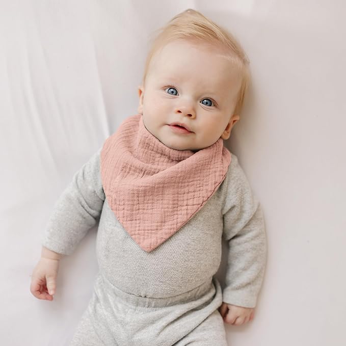 Konssy 8-Pack Muslin Baby Bibs, Absorbent Bandana Drool, 100% Cotton Unisex - Image 5
