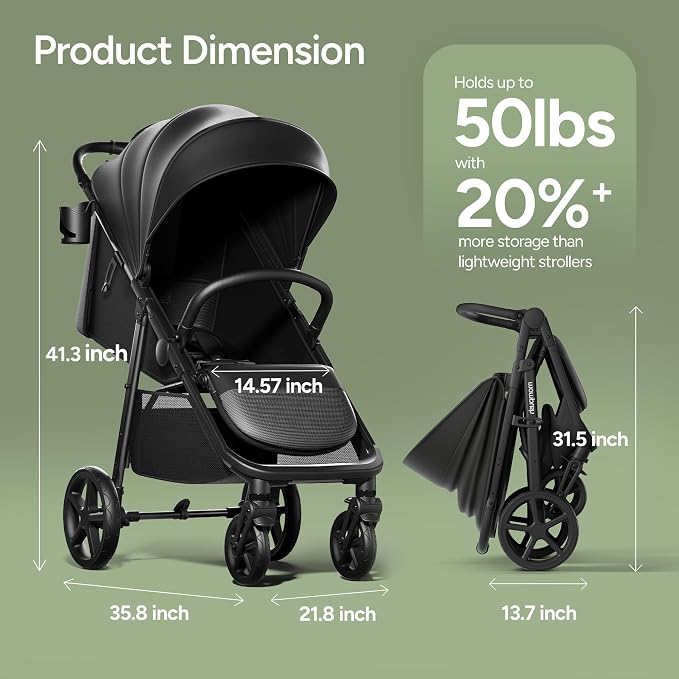 Mompush Nova Baby Stroller for Toddler, Infant & Newborn | Spacious Seat & - Image 3