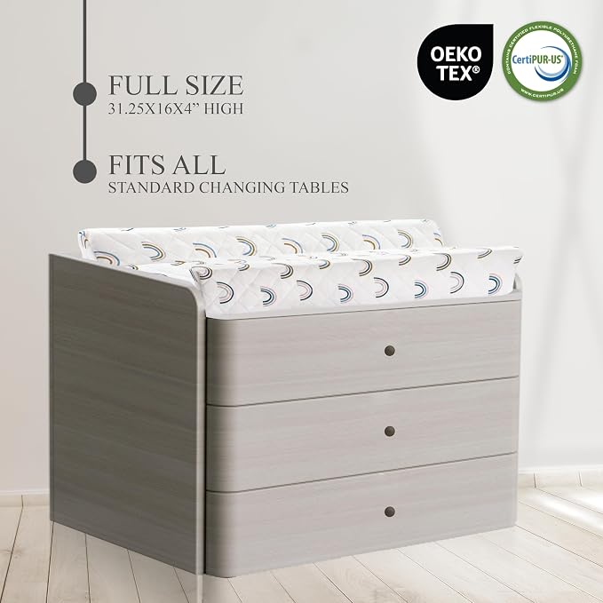 Organic Cotton Contoured Baby Changing Pad w/Waterproof Foam Mattress, Includes - Image 5