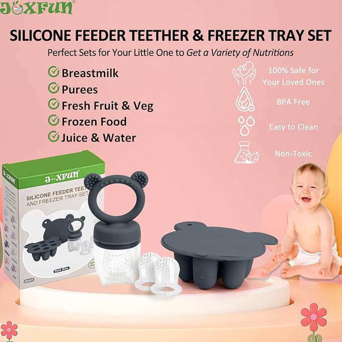 JEXFUN Silicone Baby Food Feeders + Freezer Tray - Image 2
