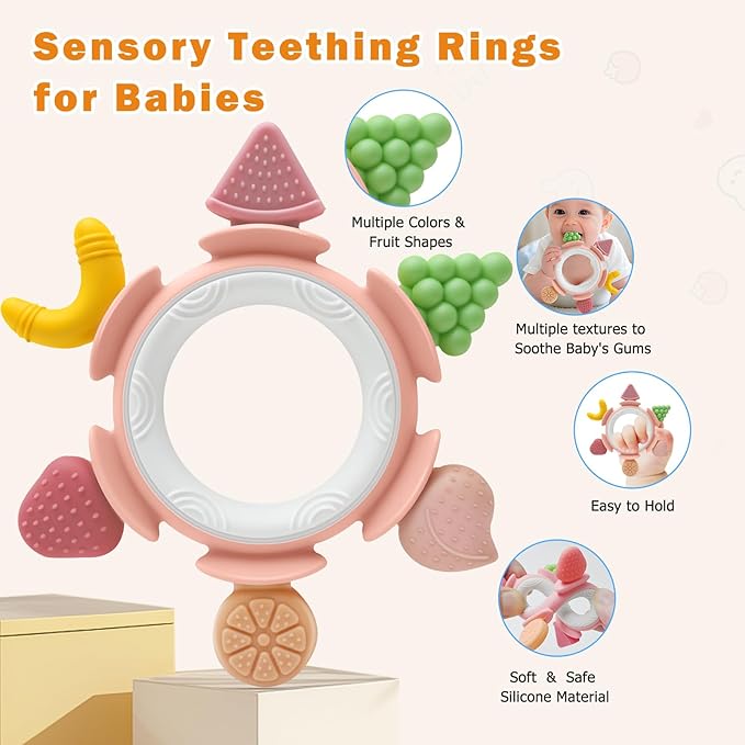 Baby Teething Ring Toy for 3–12 Months, Silicone Infant Teether for Sore Gum - Image 3