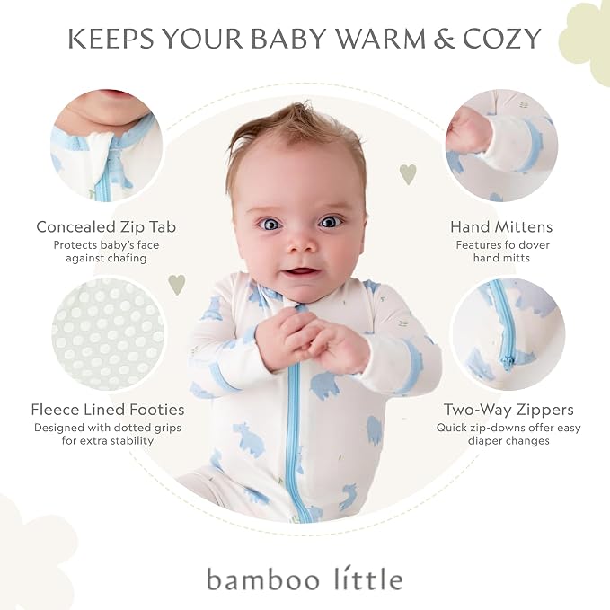 Bamboo Little Soft Baby Footie Pajamas, Baby Clothes, Newborn Sleepers - Image 2