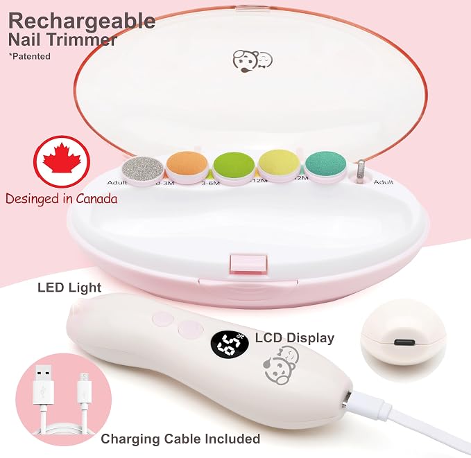 Rechargeable 22 in 1 Baby Nail Trimmer, Usage Labeled Case, 13 Extra - Image 2