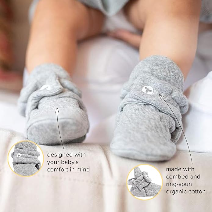 Burt's Bees Baby Unisex Booties Organic Cotton Newborn Essentials Shoes - Image 4