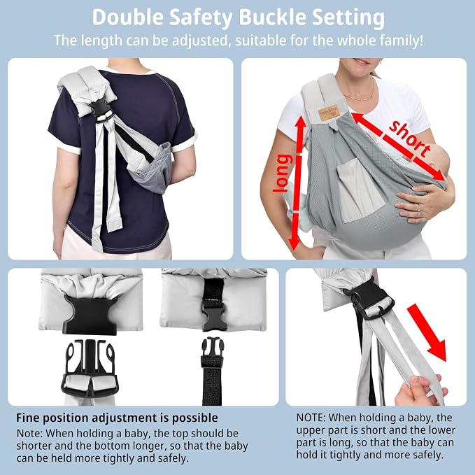 Baby Sling Carrier Newborn, Adjustable Easy Wearing Baby Nursing Warp Sling - Image 6